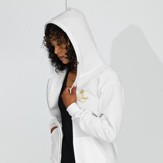 Queen's Court Embroidered (front only) Bow Down Cancer Zip Up Hoodie